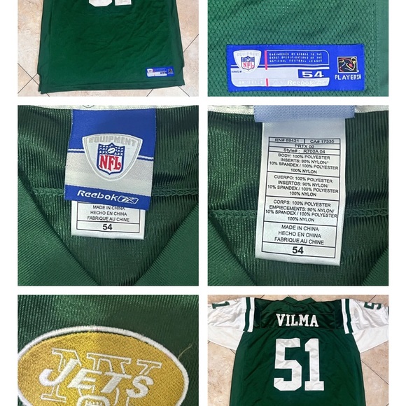 JONATHAN VILMA #51  New York Jets  Size 54  GOLD PATCH - Picture 2 of 2